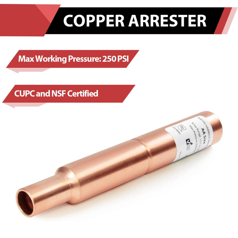 5Pcs EFIELD 1/2"Straight Male Sweat Copper Water Arrestor(HAMMER032-5) 1/2-Inch Copper Pack of 5
