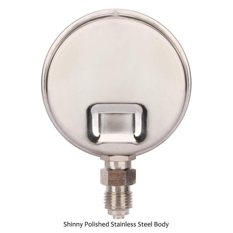MEASUREMAN Lead-Free Glycerin Filled Reverse Osmosis Pressure Gauge, Purified Water Pressure Gauge, 2-1/2" Dial Size 1/4" Lower Mount, 0-220Psi/Mpa, with PU Tube Connection 0-220 psi with PU Tube Connection