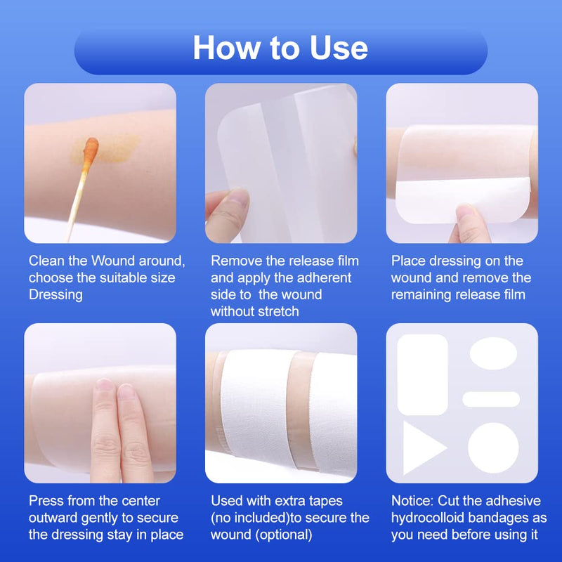 20 Packs Hydrocolloid Bandages 2x2, HSA FSA Eligible, Small Hydrocolloid Gel Bandages for Wounds, Wound Healing Bed Sore Bandages 2"x2"(20 Dressings)