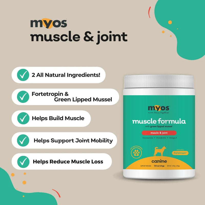MYOS Muscle & Joint – All Natural Canine Joint Health Supplement Powered by Fortetropin with Green Lipped Mussel – Reduce Muscle Loss, Boost Joint Mobility & Improve Recovery and Reduce Inflammation - NewNest Australia