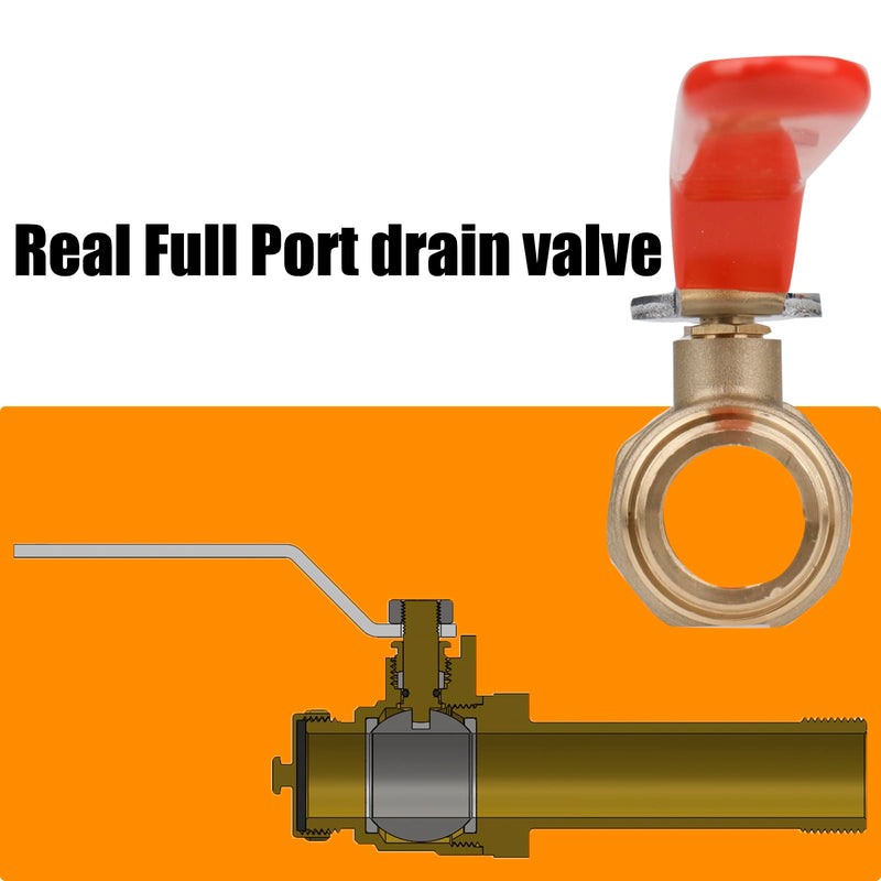 WHK Water Heater Drain Valve 3/4"MIP X 3/4" Male GHT Connection to drain or Flush Hot Water Heater Faster and Easy Big Full Port (Lead-Free Brass,2 Inch Shank with Long Handle,Straight) 2 inch shank 2 Inch shank Straight-Water heater drain valve