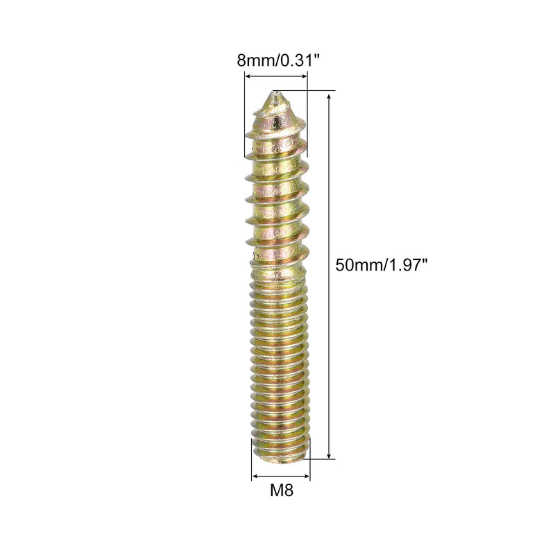 uxcell M8x50mm Hanger Bolts, 12pcs Double Ended Thread Dowel Screws for Wood Furniture
