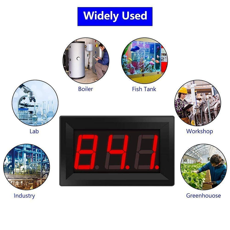 PEMENOL 12V Red Fahrenheit Digital Temperature Meter -76F~999F LED Display with Industrial Grade 0.5m K-Type Thermocouple Temperature Sensor M6 1 Pc
