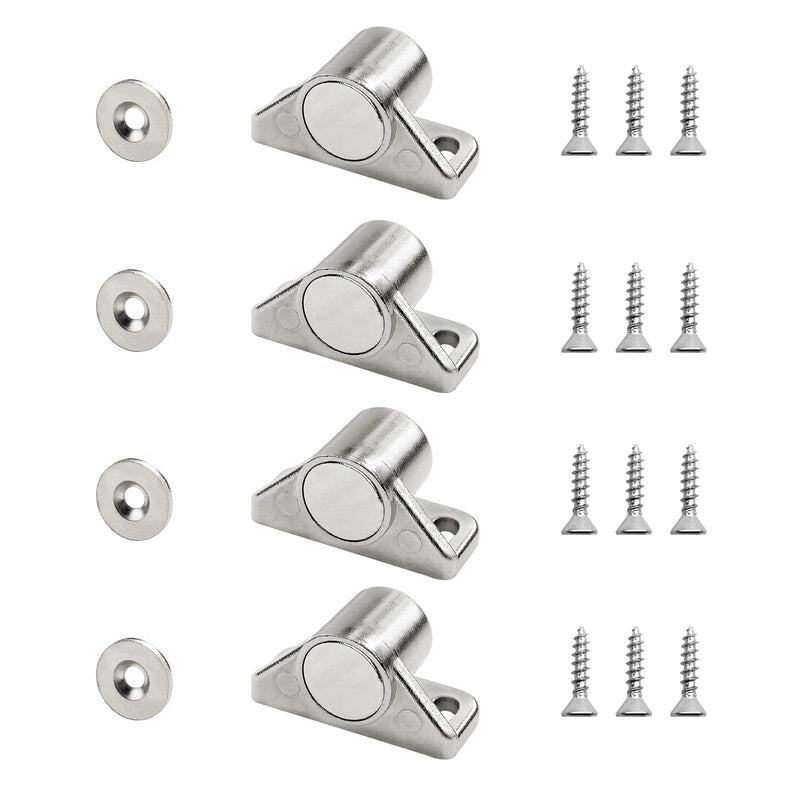 4 Pack Cabinet Magnets, Neodymium Magnetic Cabinet Door Catch - Silver 4