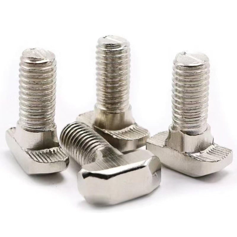 M6 x 16mm Metric Thread T Slot,Drop-in Stud Sliding T-Bolt,Hammer Head Bolt,T Screw Stud for 3030 Series Standard 8mm T-Slot Aluminum Extrusion Profile,Carbon Steel Nickel Plated (30-Series,10 Pcs) 30-M6x16mm（10 Pcs）
