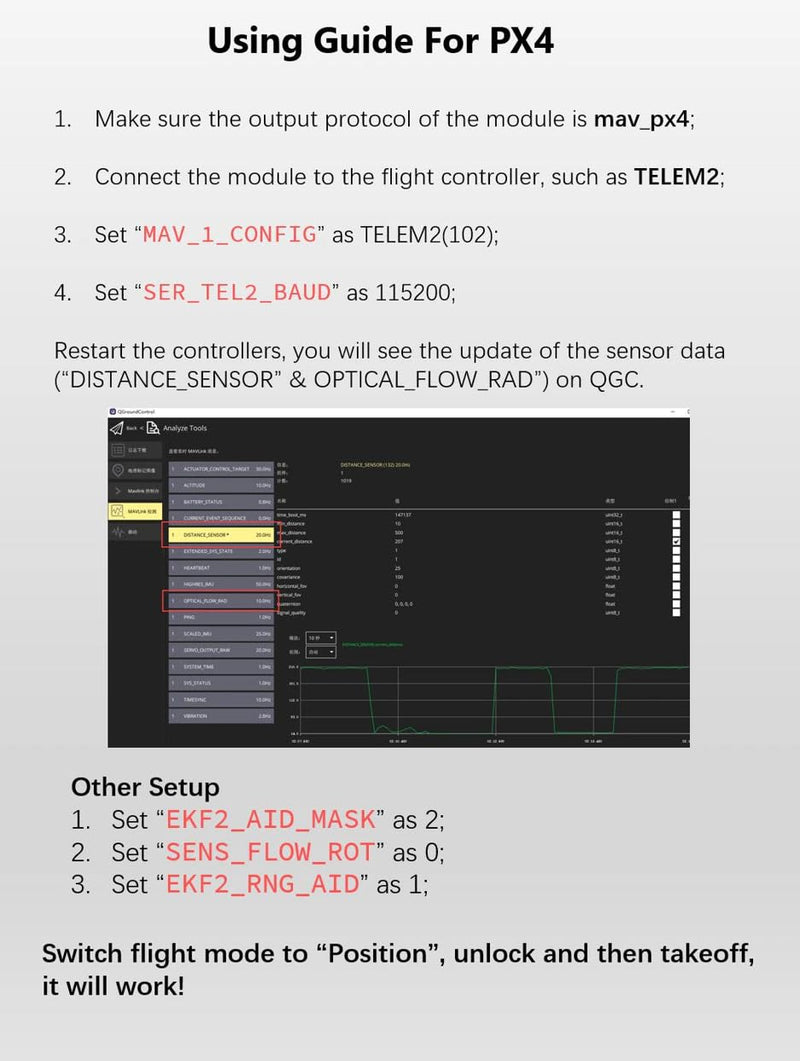 MicoAir OPTICAL FLOW & LIDAR SENSOR MTF-01 Compatible with Ardupilot/PX4/INAV (INAV)