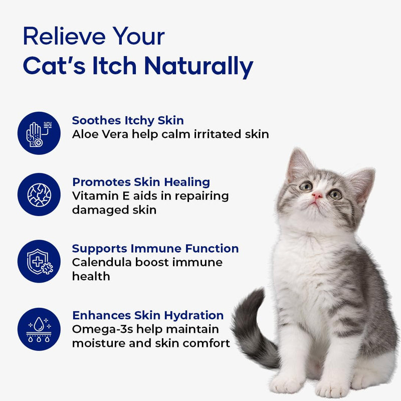 Feline Itch Relief Cat Allergy Relief & Itchy Skin Supplement for Cats | Omega-3s & Calendula | Cat Vitamin | Seasonal Allergy Relief | Soft Cat Chews | for Kittens & Adult Cats 1