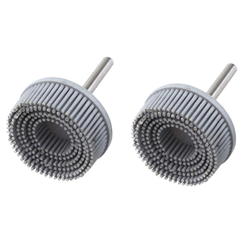2 Pcs White Bristle Disc for Die Grinder with 1/4 Inch Round Shank Discs Abrasive Coating Removal Disc, 2 Inch 120 Grit Bristle Disc for Angle Grinder Abrasive Bristle Brush Disc