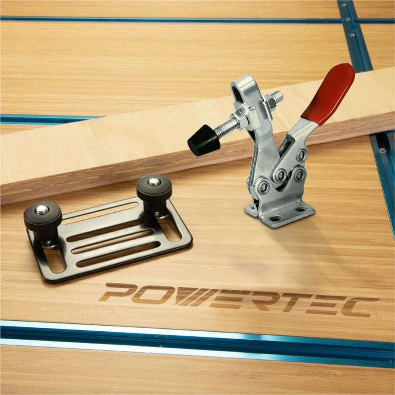 POWERTEC 71819 Quick Release Horizontal Toggle Clamp 225D (500 lb Holding Capacity) with Mounting Plate