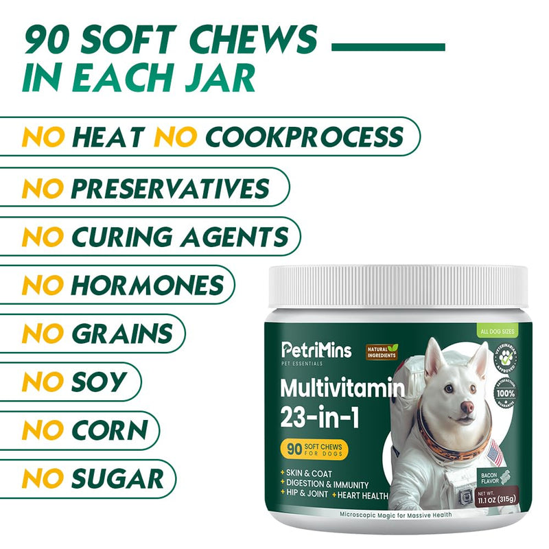 23-in-1 Multivitamin for Dogs, Comprehensive Health Support, Joint Mobility and Digestive Health, 90-Count, Bacon - PawsPlanet Australia