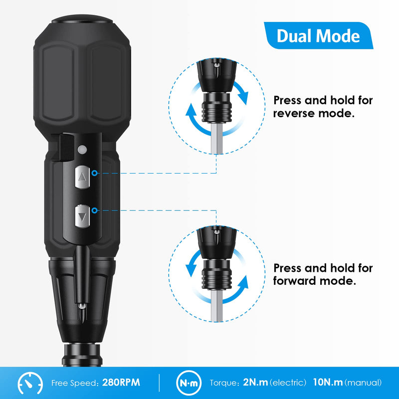 AMIR Electric Screwdriver Cordless, Rechargeable Power Screwdrivers Set, Portable Automatic Home Repair Tool Kit with LED Lights and USB Cable Black - NewNest Australia