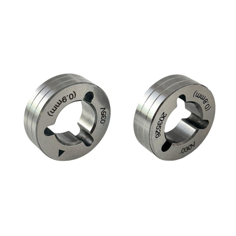 Compatible/Replacement with/for Miller V-groove drive roll kit, .030/.035" combination. Includes 2 drive rolls and inlet. Package of 1