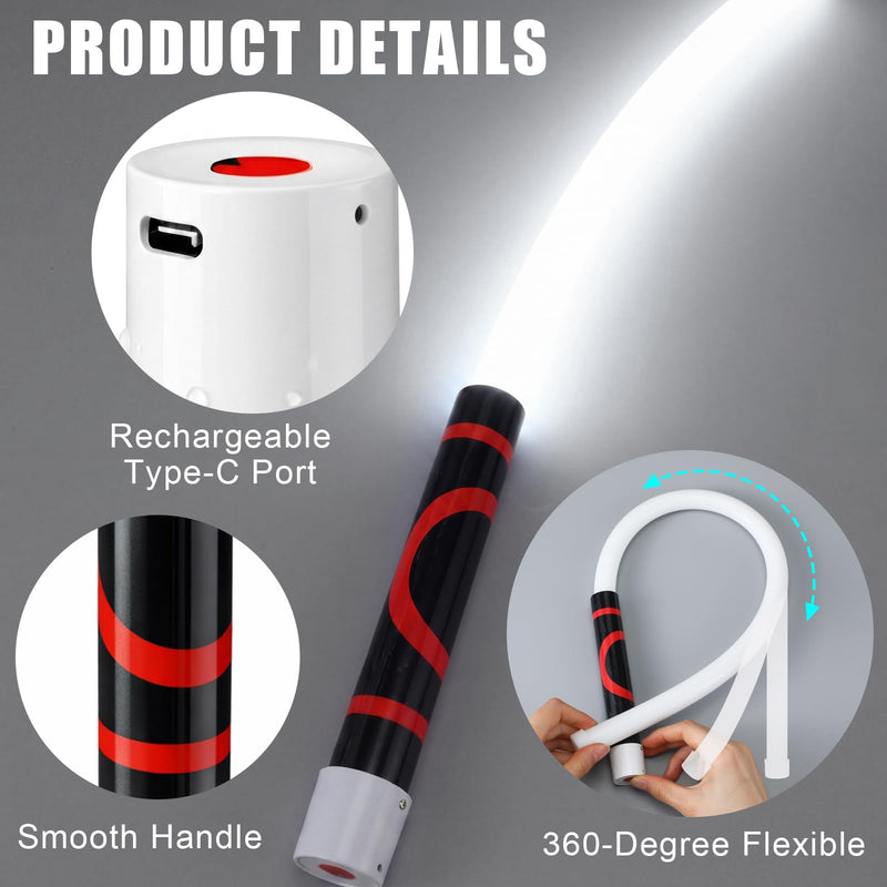 Flexible LED Light Stick 30 Inch Rechargeable Bendable Work Light ABS Flashlight Stick 3 Brightness Modes with 360° Rotate Foldable for Car Repairs, Mechanical Inspection in Tight Spaces