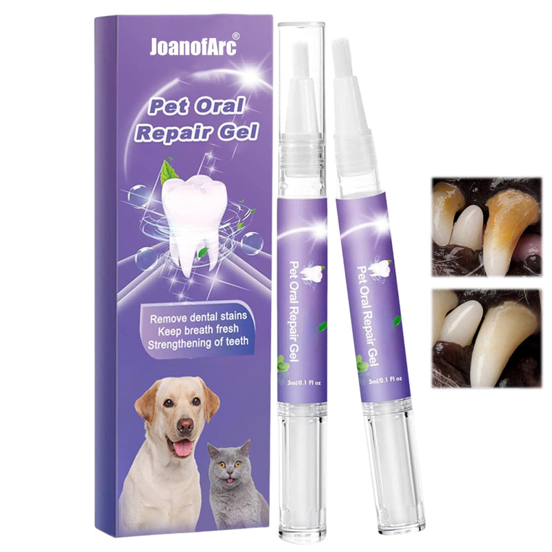 Pet Oral Repair Gel, Dog Oral Repair Gel, 2Pcs Pet Breath Freshener for Cats and Dogs, Removes Tartar, Keeps Breath Fresh, Strengthens Teeth, No Brushing Oral-Care Cleaner, 3ML