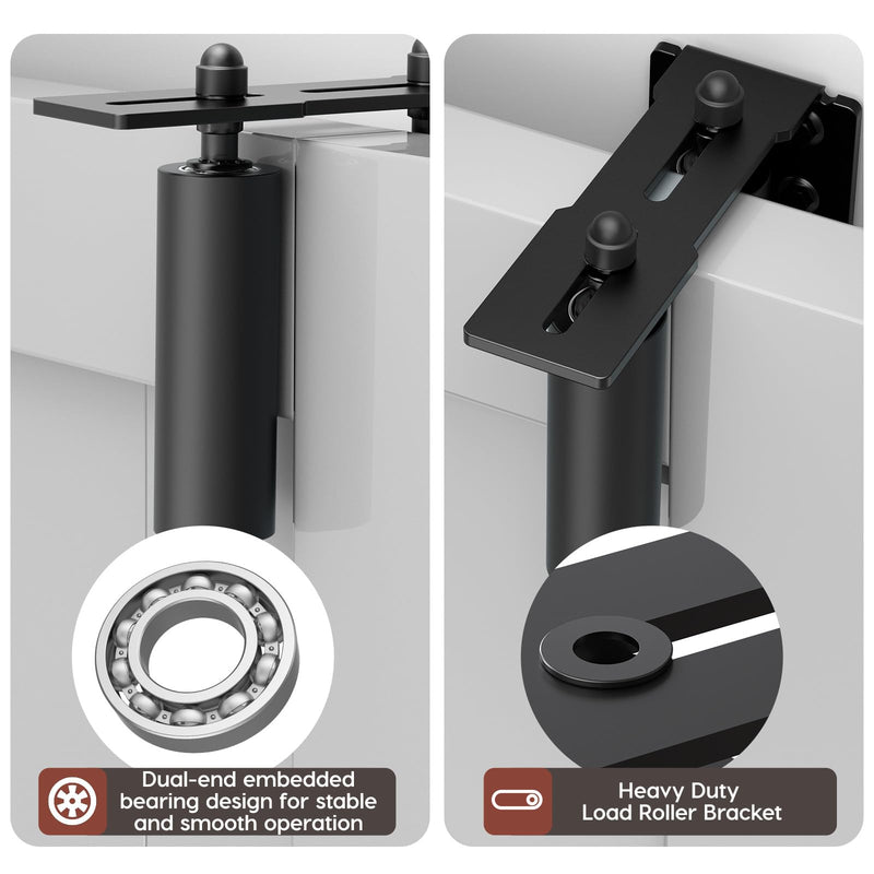 Heavy Duty Slide Gate Roller Guide with L Rear Post Steel Bracket, Sliding Rolling Gate Hardware Kit Support Assembly for Sliding/Rolling/Garage/Wood/Fence Door (Black-1pc, 6in) Black-1pc