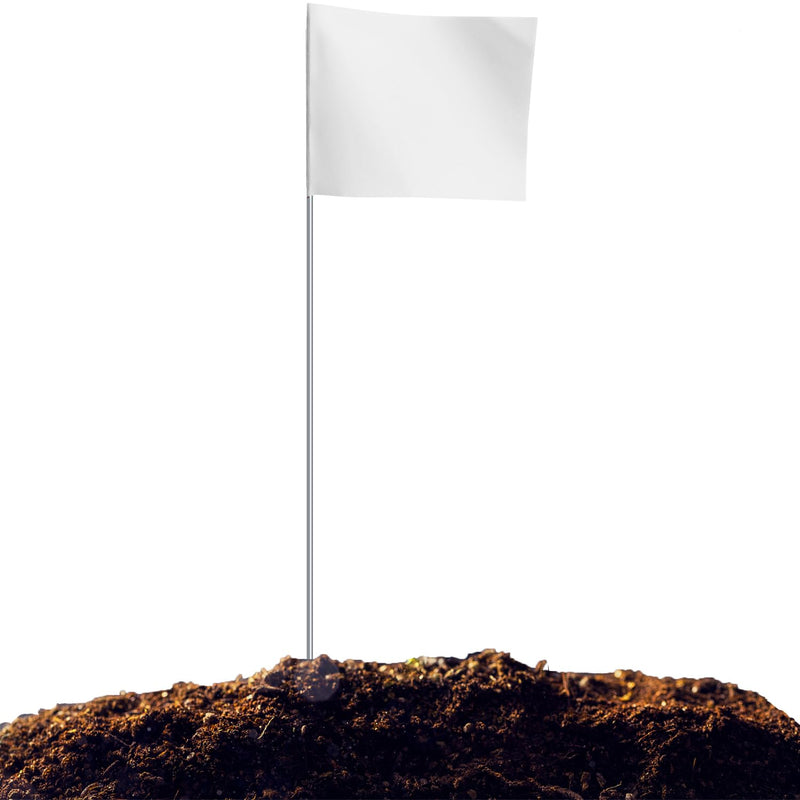 Zozen 50Pack White Marking Flags, Writable | Yard Flags - 15x4x5 Inch, Marker Flags, Lawn Flags Markers, Irrigation Flags, Landscape Flags, Sprinkler Flags, Survey Flags, Marker Flags For Lawn.