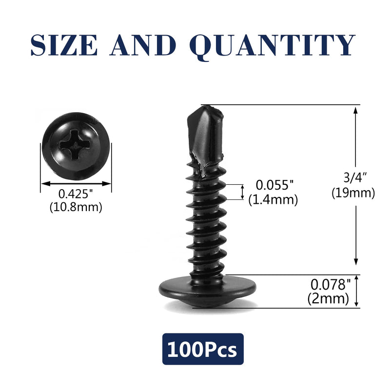 #8 x 3/4" Sheet Metal Screws 100Pcs 410 Stainless Steel Truss Head Fast Self Tapping Screws Black Oxide by SG TZH #8 x 3/4" 100