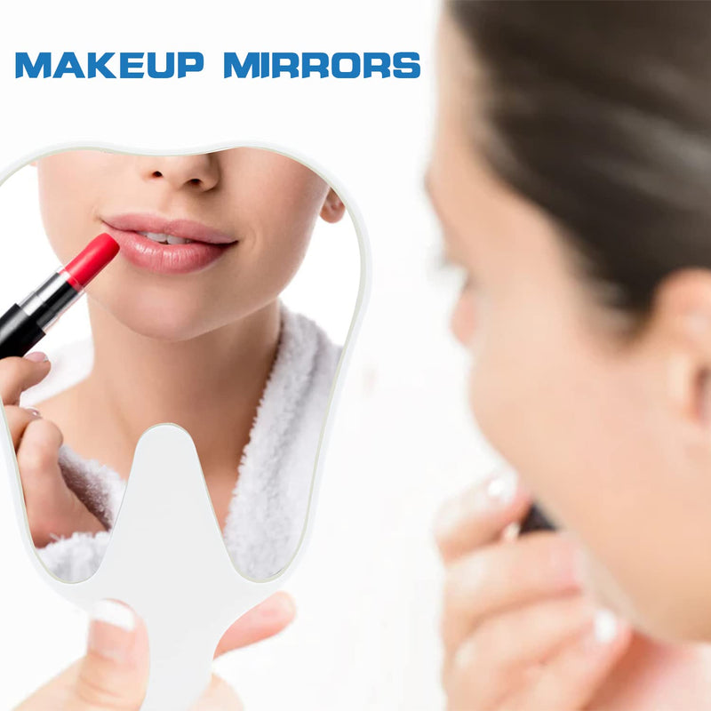 Tooth Shaped Handheld Mirror - Hand Held Mirror Tooth Mirror Patient Mirror Dental Hygienist Gifts White