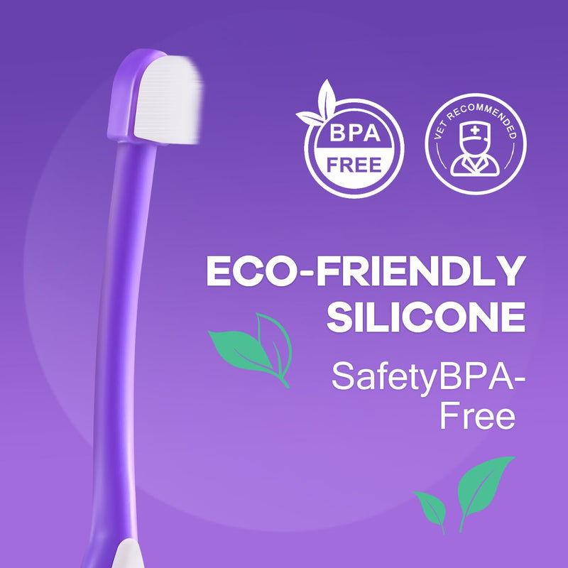 Zero-Pressure Pet Toothbrush for Cats & Small Dogs, Purple | Gentle Gum Comfort. Hygienic Standing Base. Soft Brushing Feel. Easy Daily Routine for Delicate Mouths. Ultra Soft