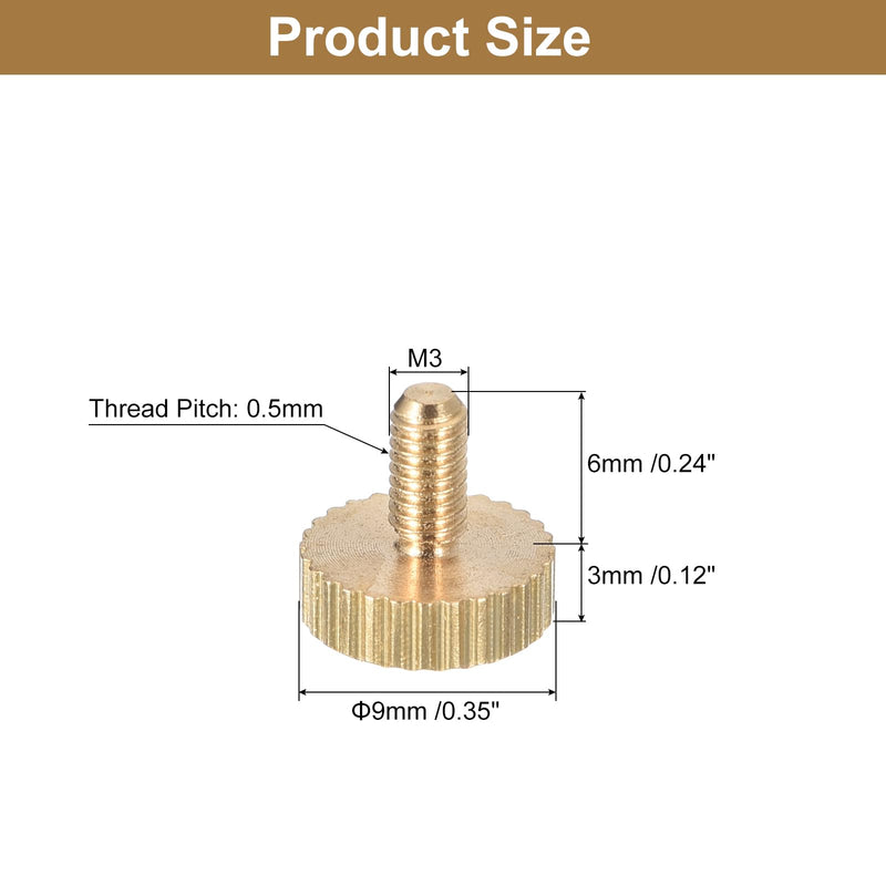 uxcell M3x6mm Knurled Thumb Screws, 4pcs Flat Knurled Head Fully Threaded Brass Thumb Screws Bolts Grip Knobs Fasteners 4