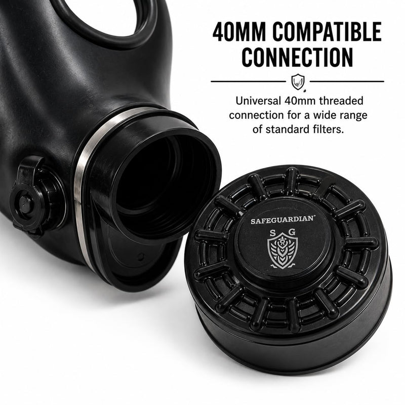 Full Face Mask with 40mm Threaded Connection | Anti-Fog Wide View Lens | Adjustable Head Harness | Paintball, Airsoft, Cosplay, Halloween & Training Use