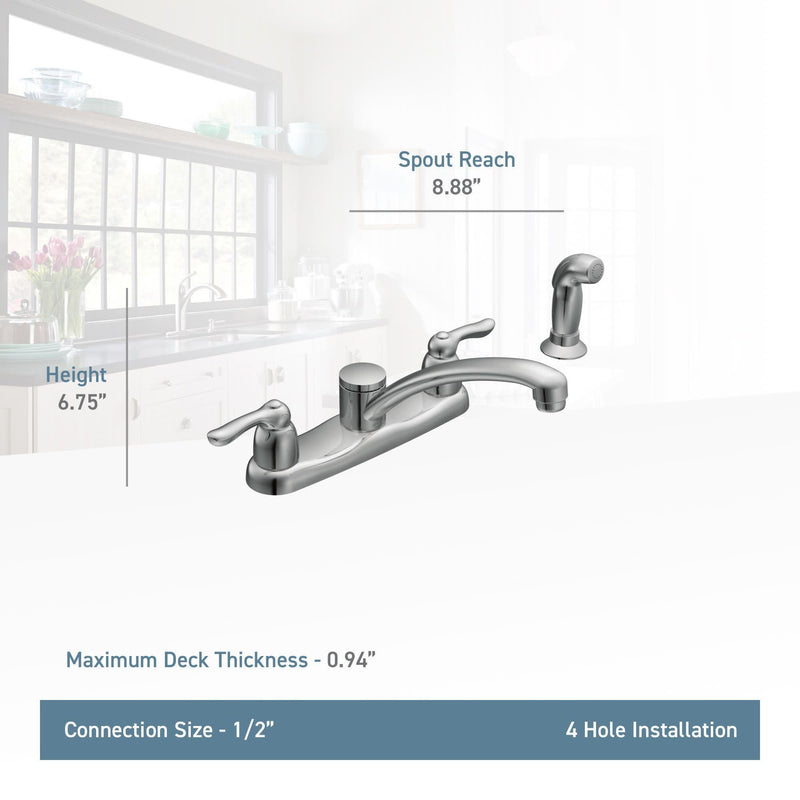 Moen 7907 Two-Handle Kitchen Faucet, Chrome
