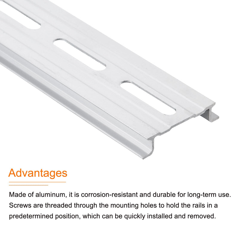 MECCANIXITY DIN Rail Slotted Aluminum Mounting Guide 15 Inch x 1.4 Inch x 0.3 Inch for Equipment Installation Pack of 4 Pcs