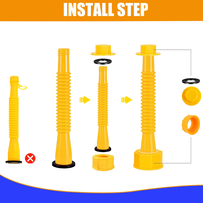 Can Spout Replacement Kit,Can Nozzle Replacement Kit for 1/2/5/10 Gal,Can Spouts for Old Style Tanks Easy to Install,with Screw Collar Caps, Spout Cover, Base Cap, Drill Bit(19) 19