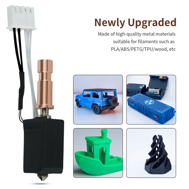 3-Pack Ceramic Hotend Kit for Anycubic Kobra S1, S1 Combo & ACE Pro, 0.4mm Hardened Steel Nozzles, 200K Thermistor, 450°C Assembly with 0.2/0.4/0.6/0.8mm Extra Nozzles For kobra s1-3pcs Ceramic