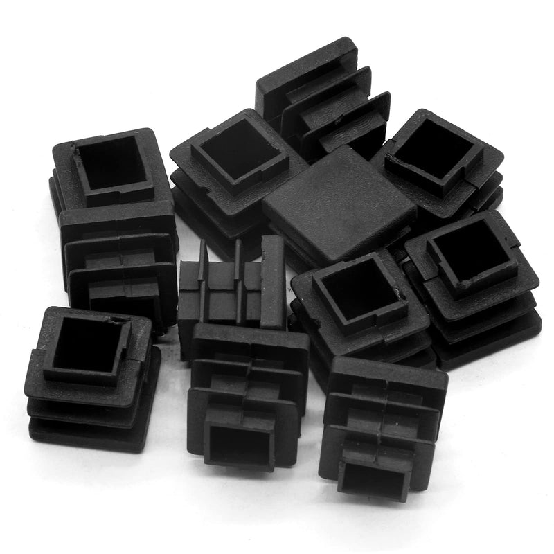12 Pcs 5/8" Square Plastic Plug, Black Square Plastic End Cap Furniture Finishing Plug for Pipe Post, Chairs and Furniture 12pcs Black 5/8 x 5/8 Inch