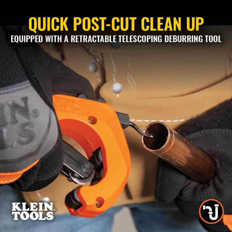 Klein Tools 50061 Quick-Adjust Tubing Cutter, 1-5/8-Inch O.D. Cutting Capacity for Copper and Aluminum, Compact, Retractable Telescoping Deburring Tool