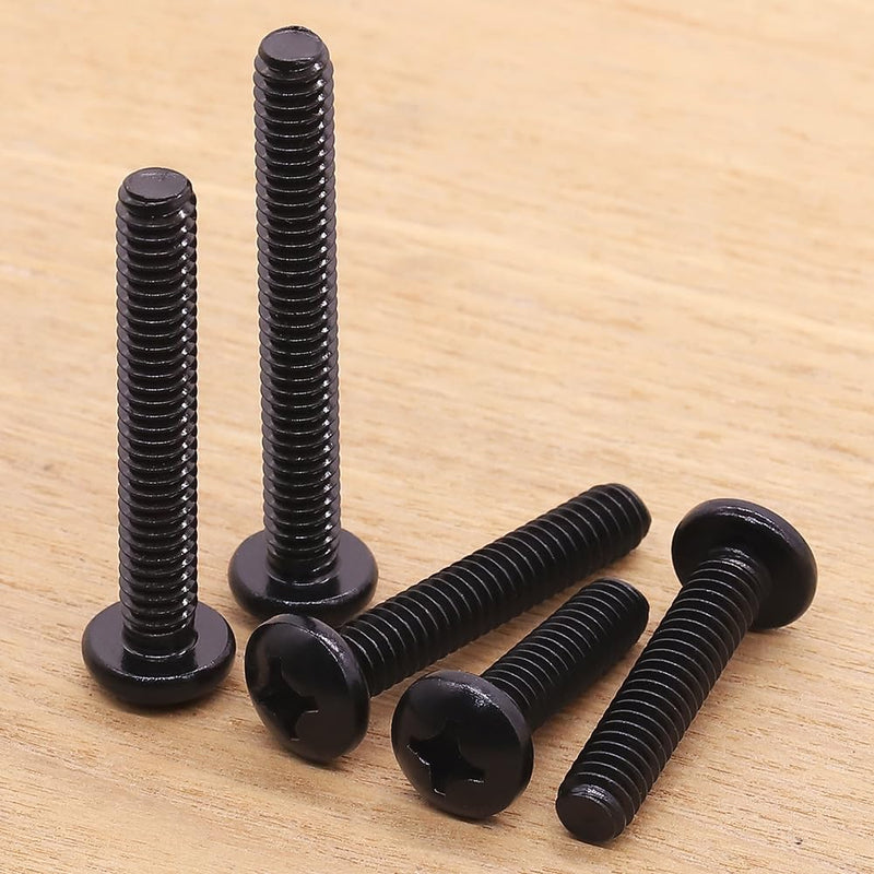 #6-32 x 1-1/4" Pan Head Machine Screws Black, Phillips Drive, 304 Stainless Steel 18-8, Black Oxide Coated Finish, Corrosion Resistant Round Head Machine Screws, Full Thread, Coarse Thread, 100 PCS #6-32 x 1-1/4"