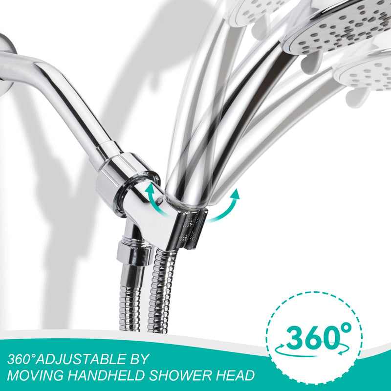 Adjustable Handheld Shower Head Holder- Brass Ball, Premium ABS Bracket- 360 Degree Rotatable：Arm Mount and Hose Connector, Shower Adapter- Adjustable Shower Arm Mount, MAYYAYA (Chrome) Chrome