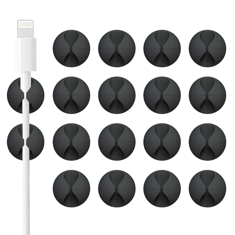 18 Pack Mini Cable Clips, Znben Cord Organizer Holder Adhesive Cord Management Charger Wire Holder Clips for Desk, Home, Office, Car, Cubicle, Nightstand Black