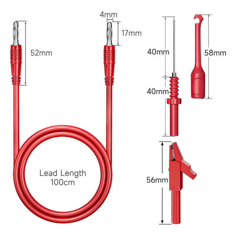Goupchn 4mm Banana to Banana Plug Test Leads Kit with Alligator Clips Insulation Wire Piercing Probes 15PCS for Multimeter Automotive Diagnostic Testing