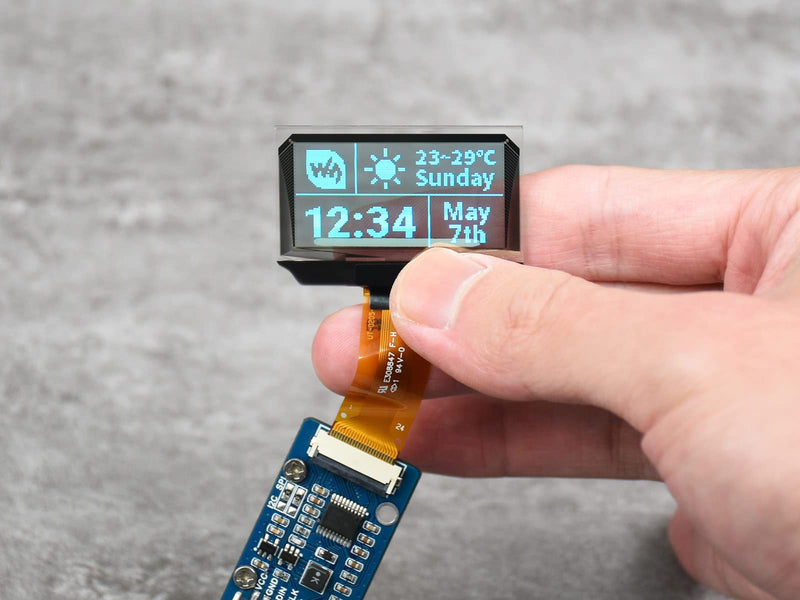1.51inch Transparent OLED Compatible with Raspberry Pi 5/4B/3B+/3B/A+/Pi Zero W/Pi Zero 2W, 128 x 64 Resolution, SPI/I2C Interfaces, Embedded Independent Driver Chip, Light Blue Color Display
