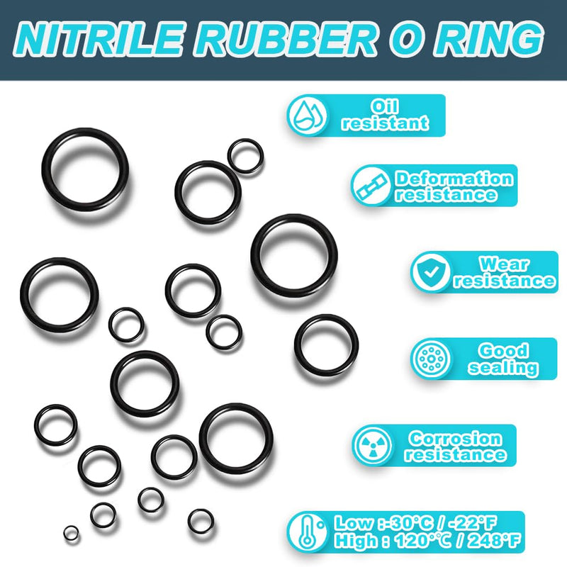 KEZE 1200 Pcs 24 Size Universal Rubber O-Ring Assortment Kit with 4-Piece Precision Pick and Hook Set for Auto Vehicle Faucet Plumbing Pressure Washer Air or Gas Sealing Repair OD:6mm-28mm O Ring OD 24 Size Metric O Rings - NewNest Australia