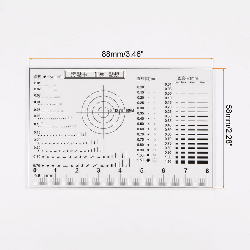 HARFINGTON High Precision SEC Size Estimation Chart 8cm 0.2mm Transparency Flaw Detection Film Ruler for Diameter Area and Line Width Defects Measuring
