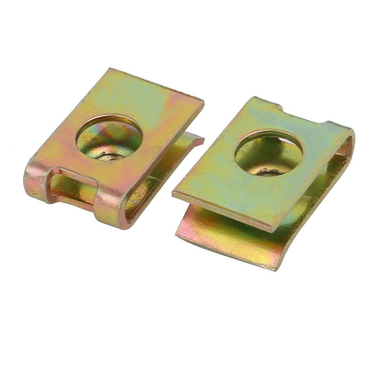 uxcell 25pcs Spring Steel Speed Fastener U Nut Brass Tone for M5 Screw Bolt