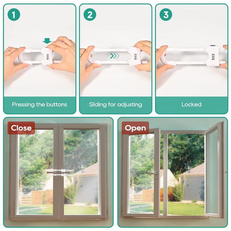 4 Packs U-Shaped Sliding Cabinet Locks, Baby Proofing Cabinets with Adjustable Child Safety Lock, Childproof Latches for Knobs, Handles on Kitchen Doors and Home Drawers Closet 1- White