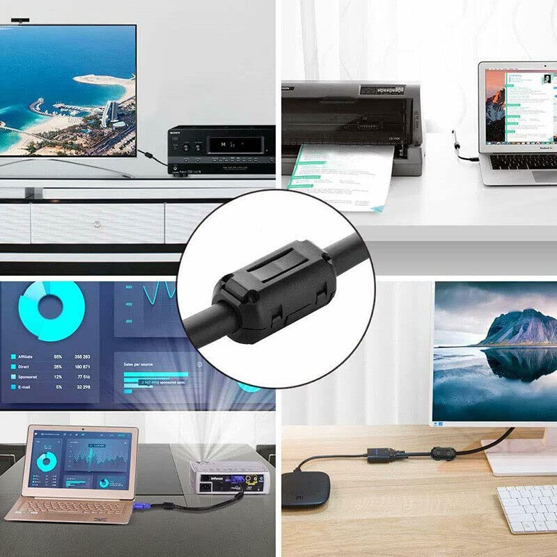 TOJOIN 10PCS Ferrite Bead Clip on Ferrite Core RFI EMI Noise Suppressor Ferrite Rings Cable Clip for Phone, TV, Speaker, USB Radio, Audio Equipment 13mm Inner Diameter Black 13mm-10pcs