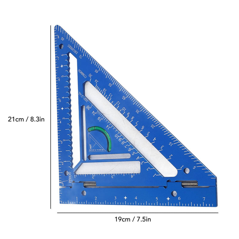 Aluminum Alloy Rafter Square 3-in-1 with Protractor for Precision Carpentry and Woodworking