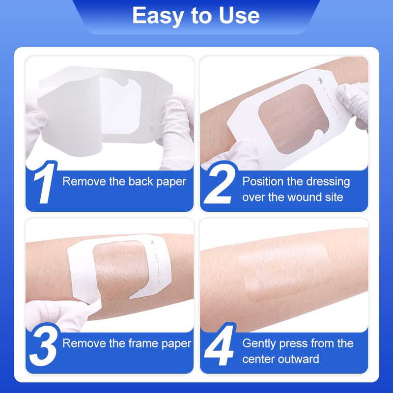 100 Pcs Transparent Film Dressing, HSA FSA Eligible, Waterproof Bandages Post Surgical for Wound Cover Shower, Clear Bandage 2.375" x 2.75" 2.3 x 2.7 in