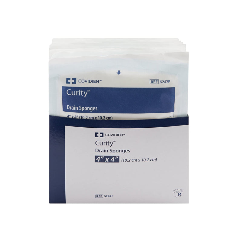 Covidien 6242P Dermacea Drain Sponge, Sterile 2's in Peel-Back Package, 4" x 4", 6-ply (Pack of 50)