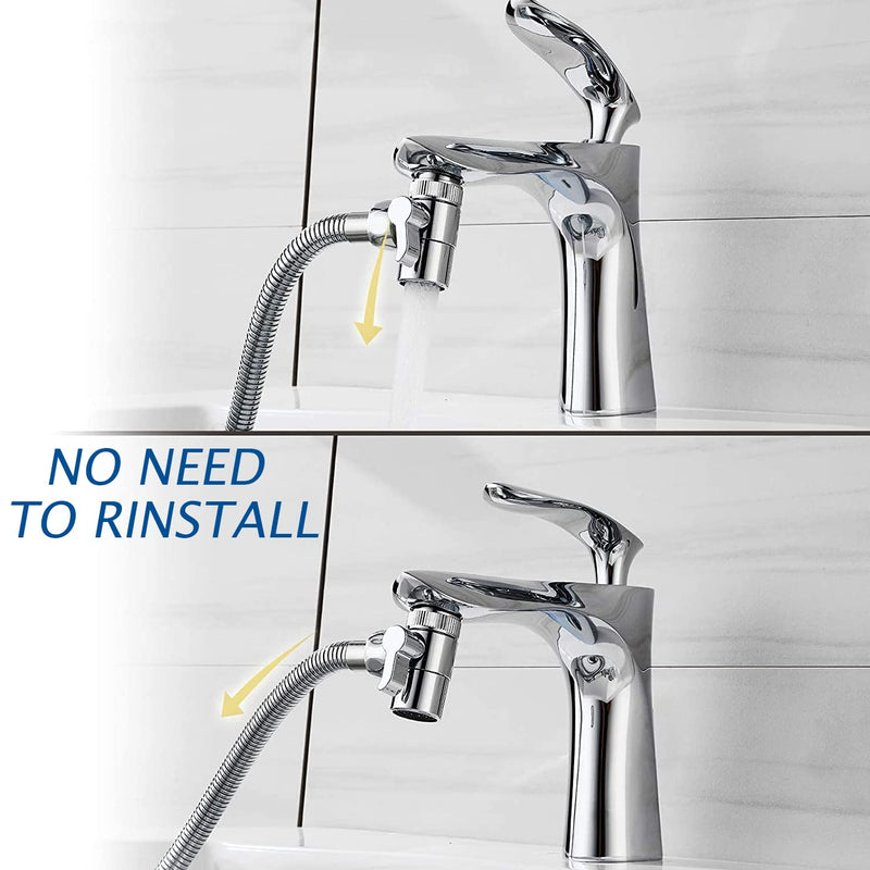 Sink Faucet Hose Sprayer Attachment with 5 Adapters - Dual Function Handheld Bidet - for Feminine Hygiene, Baby Diaper Cleaning & Pet Bathing