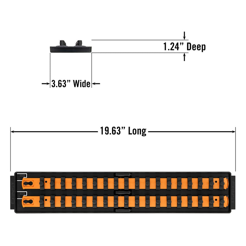 Ernst Manufacturing 8486 Socket Boss, Premium 2-Rail, 3/8 Inch-Drive Socket Organizer, 18-Inch, Orange - Made in USA 19-INCH 3/8"