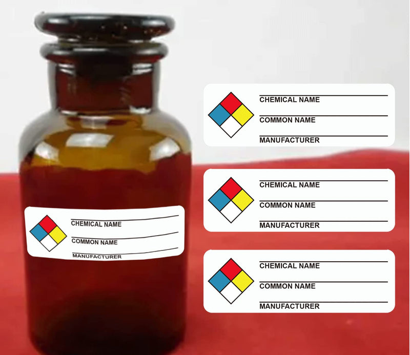 SDS Stickers/MSDS Stickers for Chemical Safty Data 1 X 3 Inches - Chemical Identifying and Labeling Sticker Decals - 250 HIMG Write-in Labels