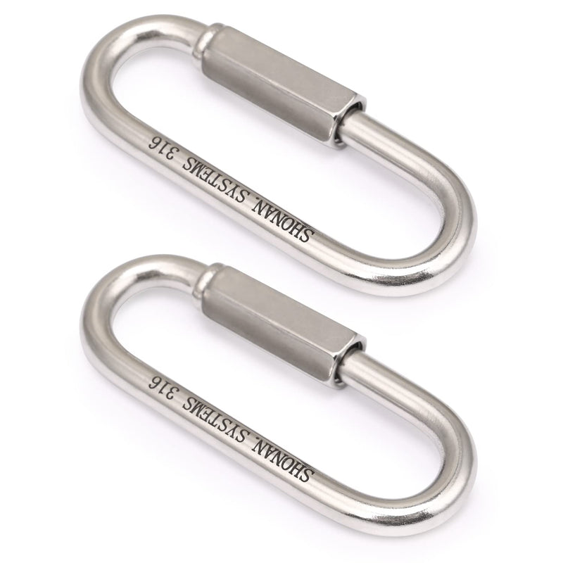 SHONAN 3.6" Chain Quick Links, 2 Pcs 5/16" Marine Grade Screw Chain Links, Large Opening Chain Connector Chain Coupler, 1500 Lbs Capacity 3.6"_2 pcs