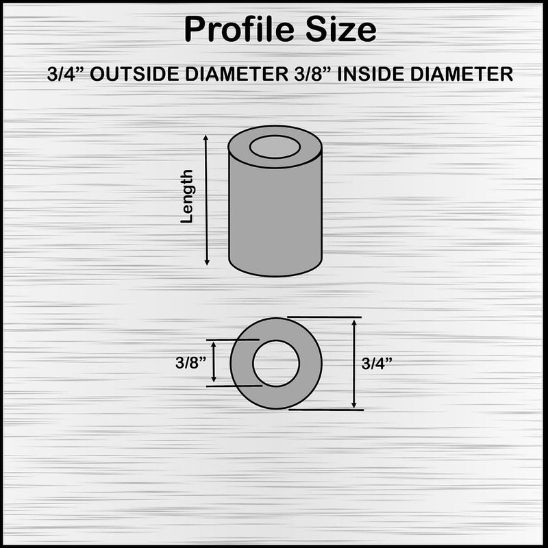 Aluminum Spacer 3/4" OD x 3/8" ID x Choose Your Length, Round Spacer Unthreaded Standoff Bushing Plain Finish, Fits Screws Bolts 3/8" or M10 by Metal Spacers Online (2" Length, 2 Pack) 2" Length