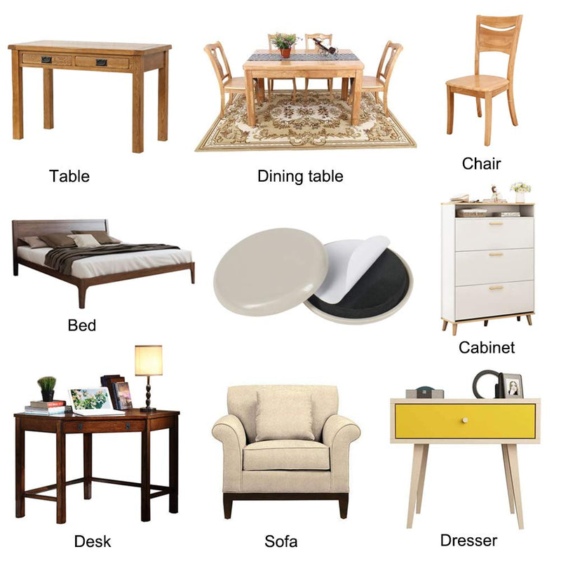 2 inches Stick Furniture Sliders, 12pcs Furniture Glides for Easy Moving on Carpet Hardwood (Beige) 2 inches, Round Beige